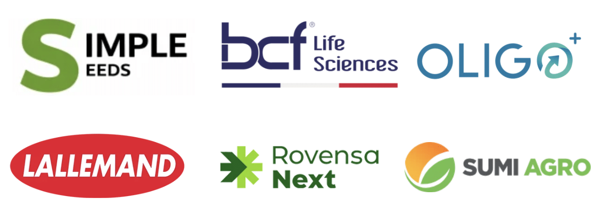 Partenaires techniques : Simple Seeds, BCF Life Sciences, Oligo Plus, Lallemand, Sumi Agro